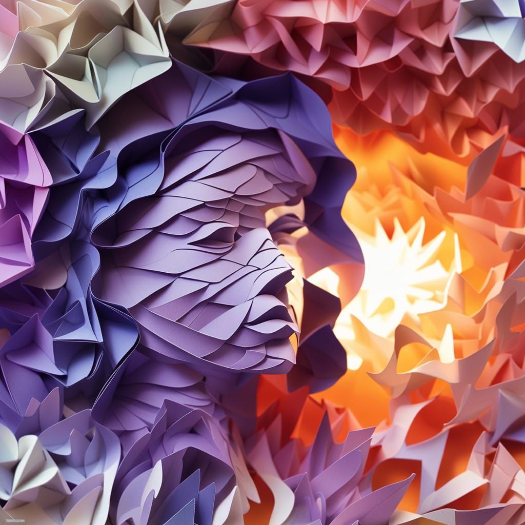 Intricate Origami Woman in Vector Art Style