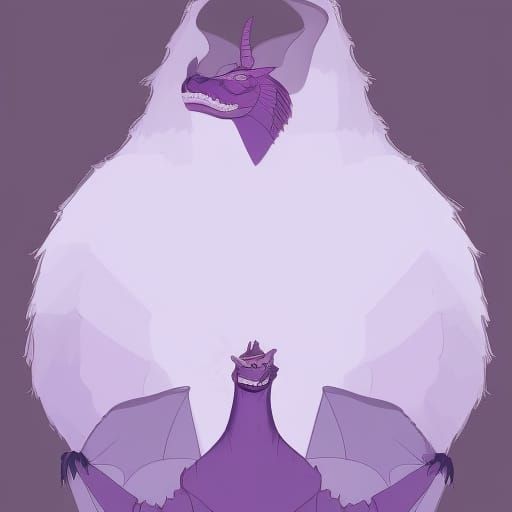 Muscular Purple Dragon Hanging Out of a Window