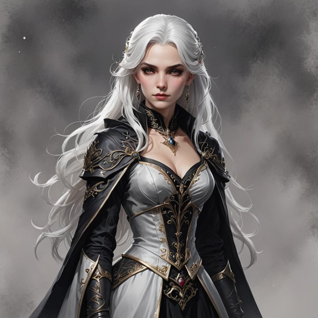 Regal Dhampir Warlock in Black Ballgown