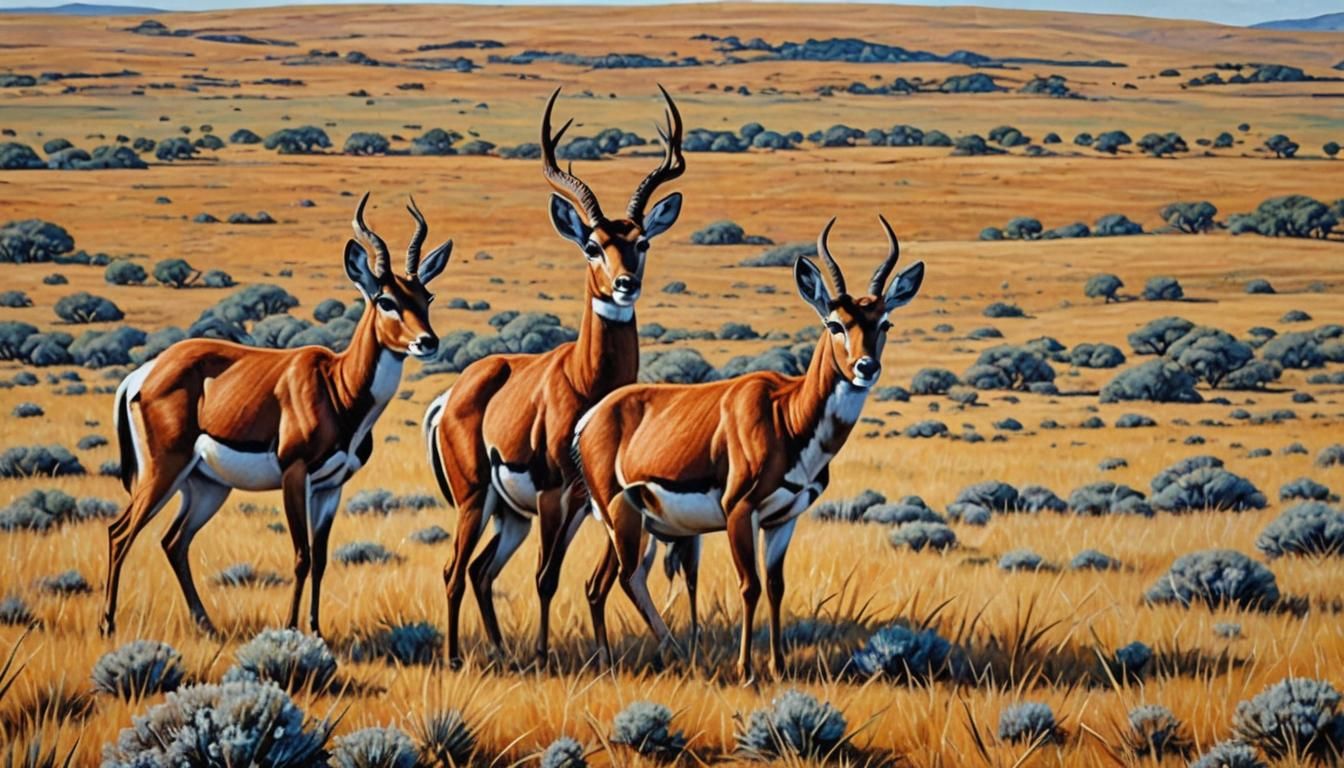 Hyperrealistic Antelope Painting in Neo-Impressionism Style