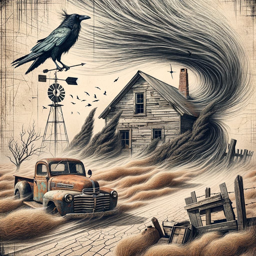 Weathered Rustic Farm Endures Stormy Weather