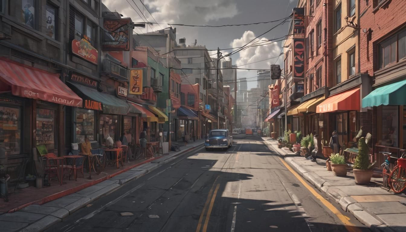 Colorful Pixel Art Scene in Art Deco Style