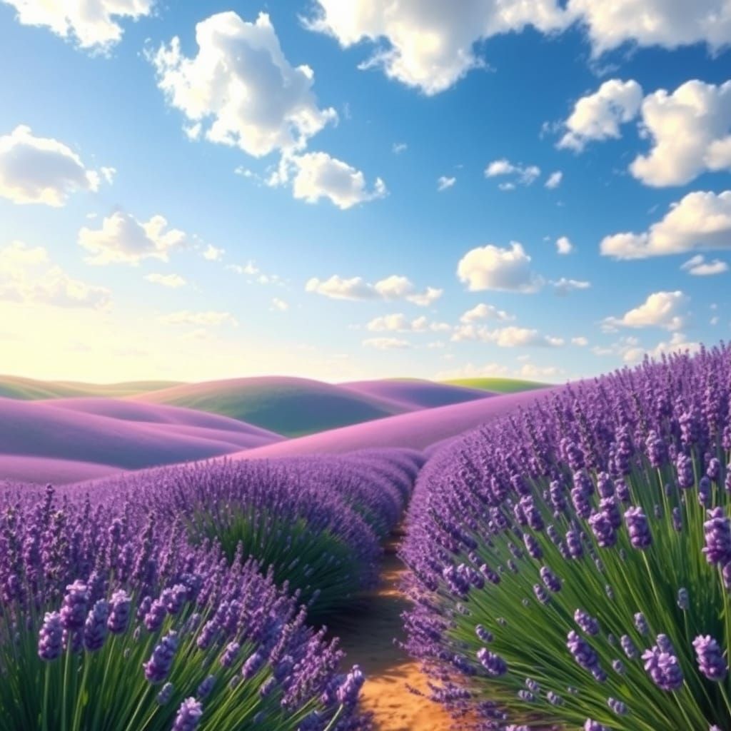 Dreamy Lavender Fields in Impressionistic Style