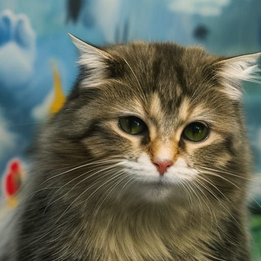 Biopunk Cat in Dystopia: Surrealist Painting