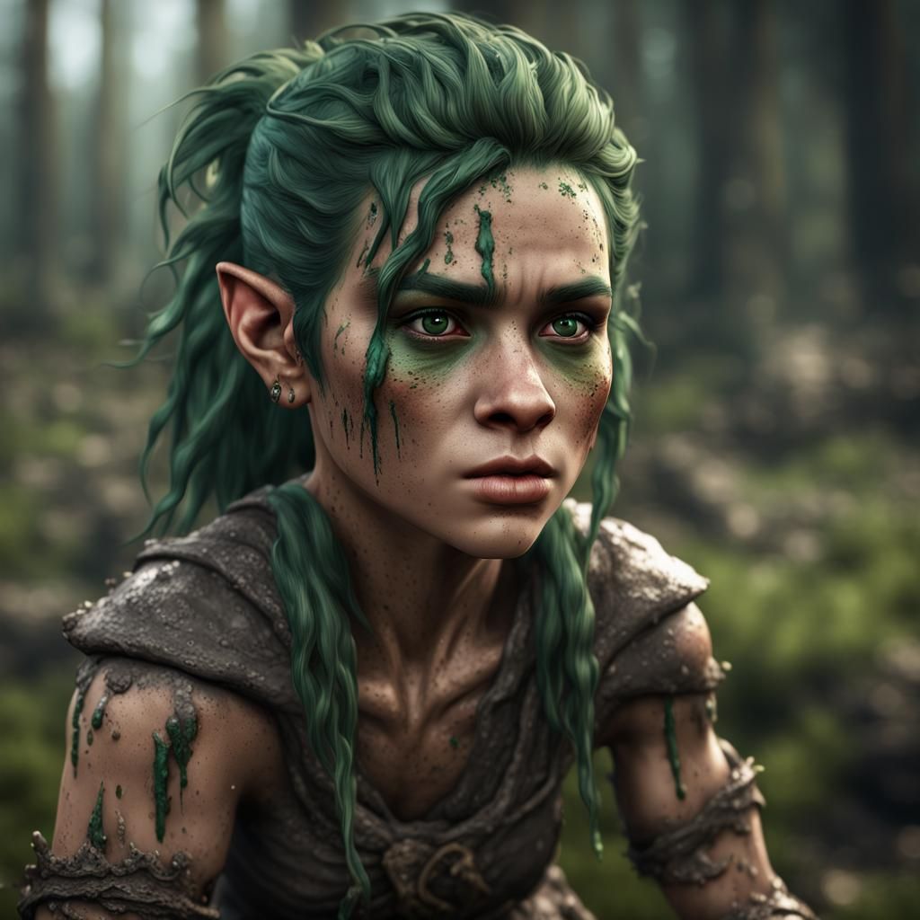 Halfling Barbarian Woman in Detailed Matte Painting