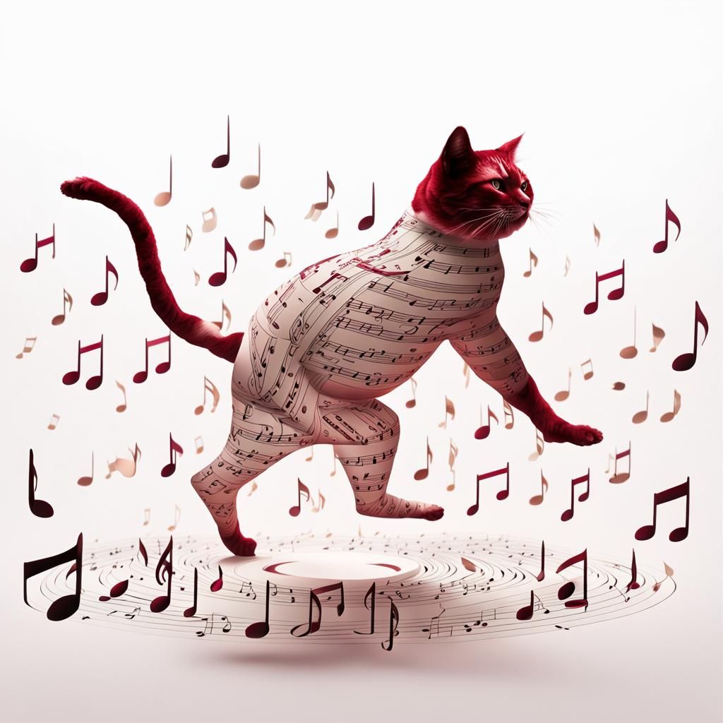 Dancer of Music Notes with Red Gradient