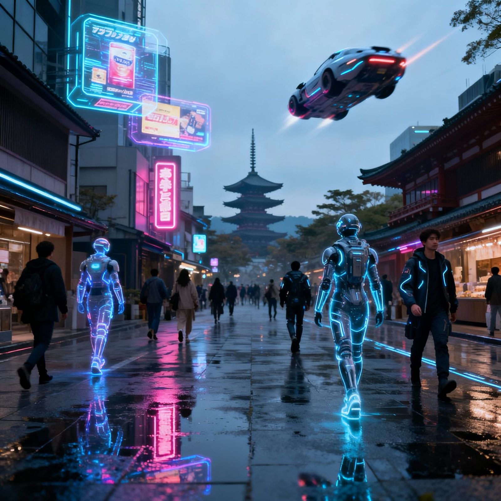 Neo-Kyoto Street Scene in 2121