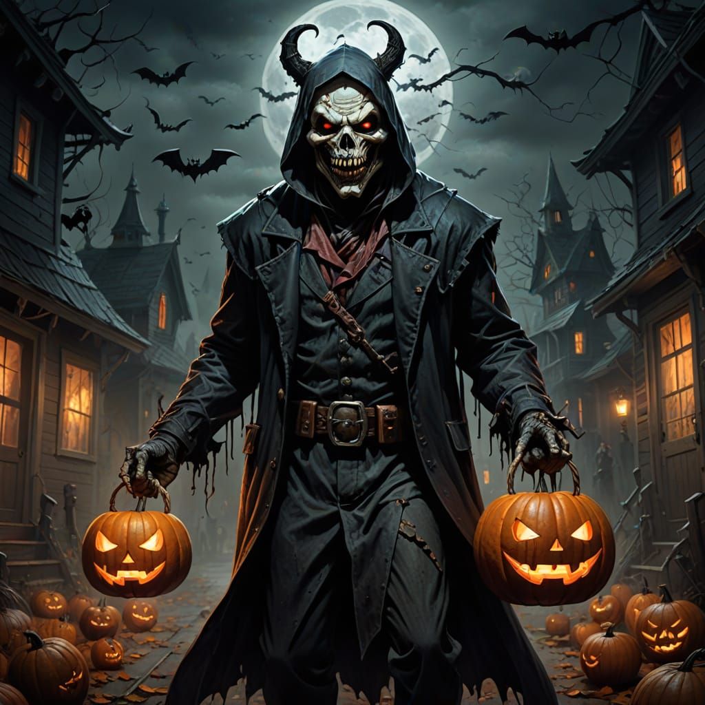 Sinister Halloween Trick or Treater in Horrific Style