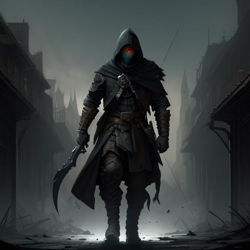 Dark Fantasy Robot Archer in Volumetric Lighting