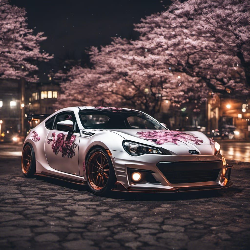 Subaru BRZ with Rocket Bunny Kit at Night
