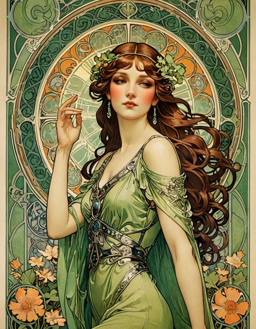 Art Deco Absinthe Poster in Mucha Style