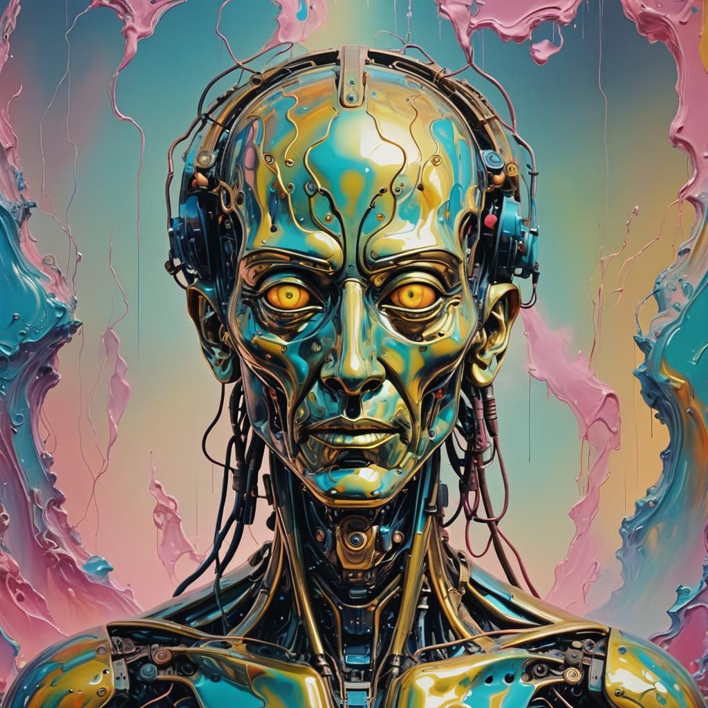 Surreal Robot God Avatar in Synthwave Style