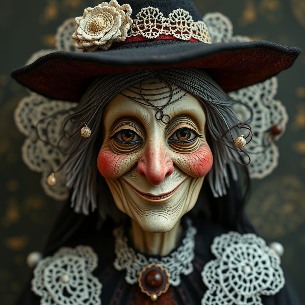 Benevolent Witch Portrait with Surreal Pop Art Style