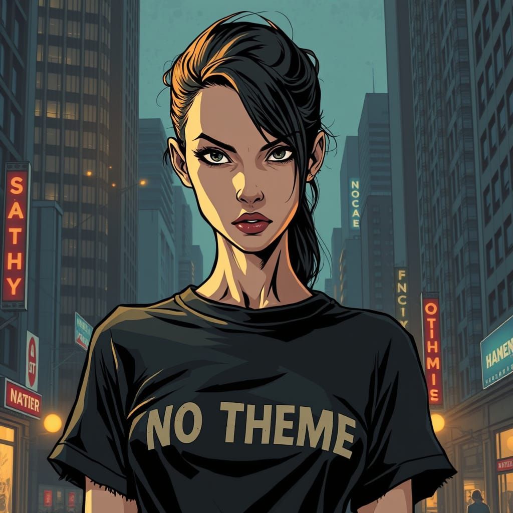 Moody Cityscape Woman in Noir Style