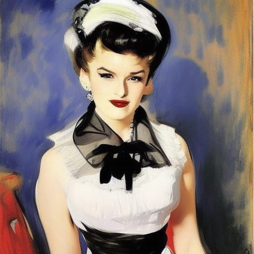 1950s Rockabilly Woman in Impressionistic Style