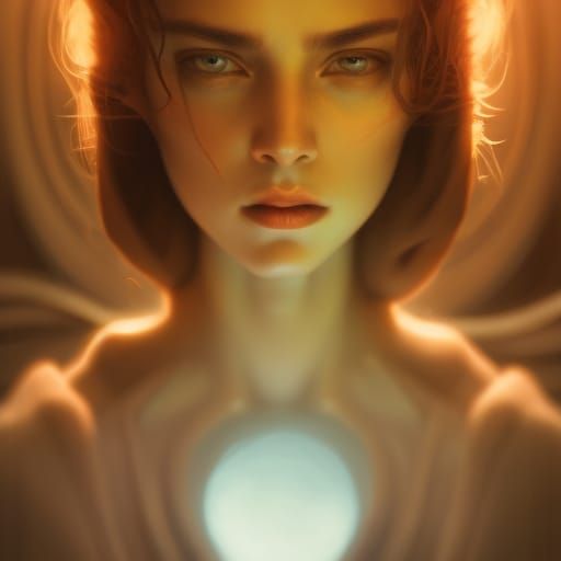 Ethereal Goddess Portrait in Vibrant Triadic Colors