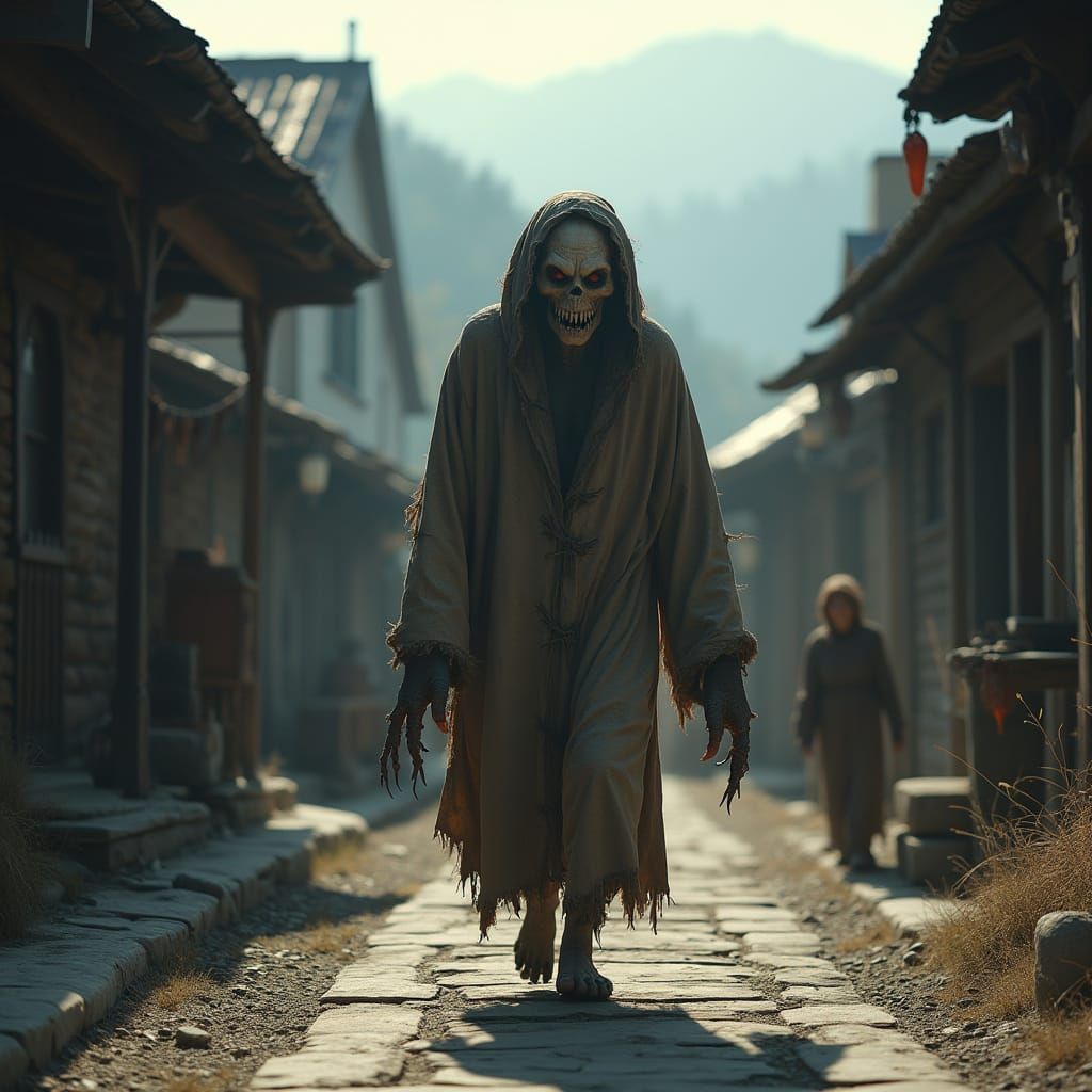 Grotesque Ghoul Menaces Country Mountain Town