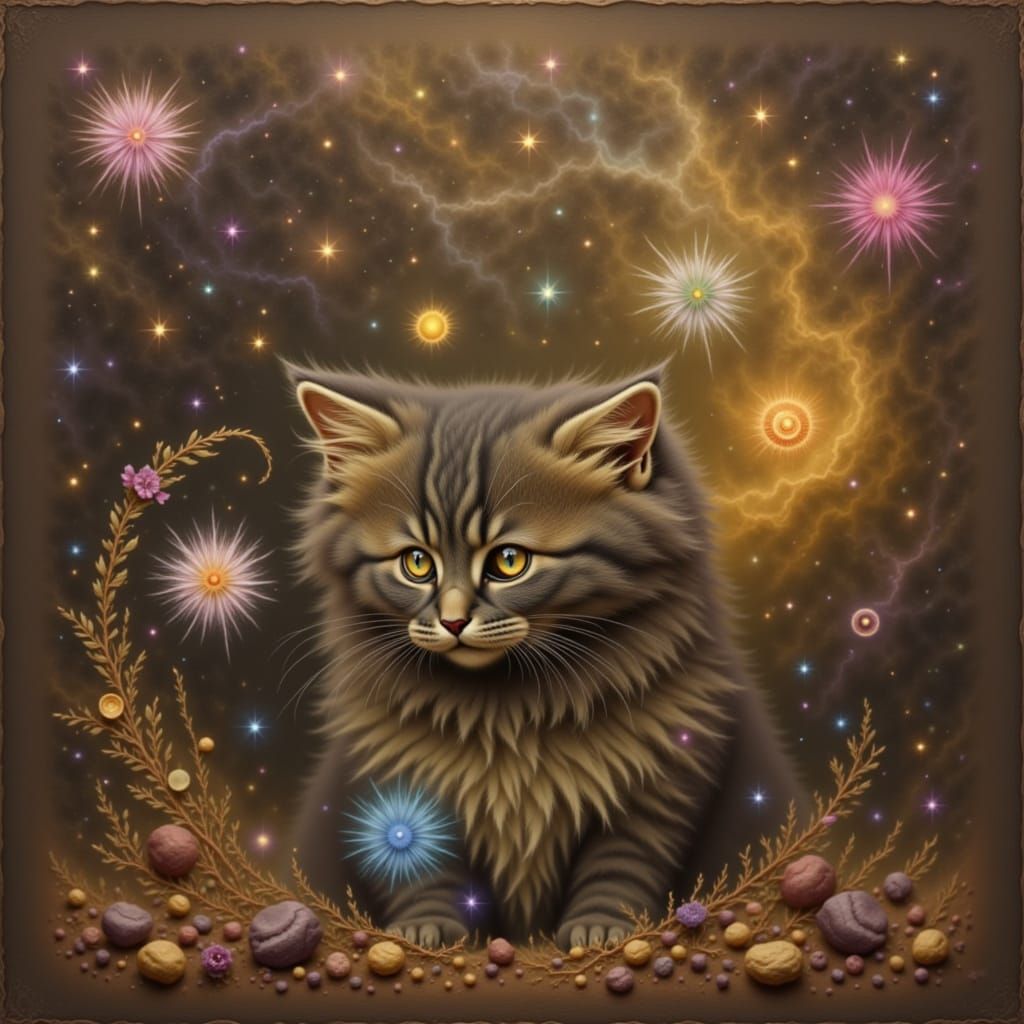 Rainbow Cat in Cosmic Nebula