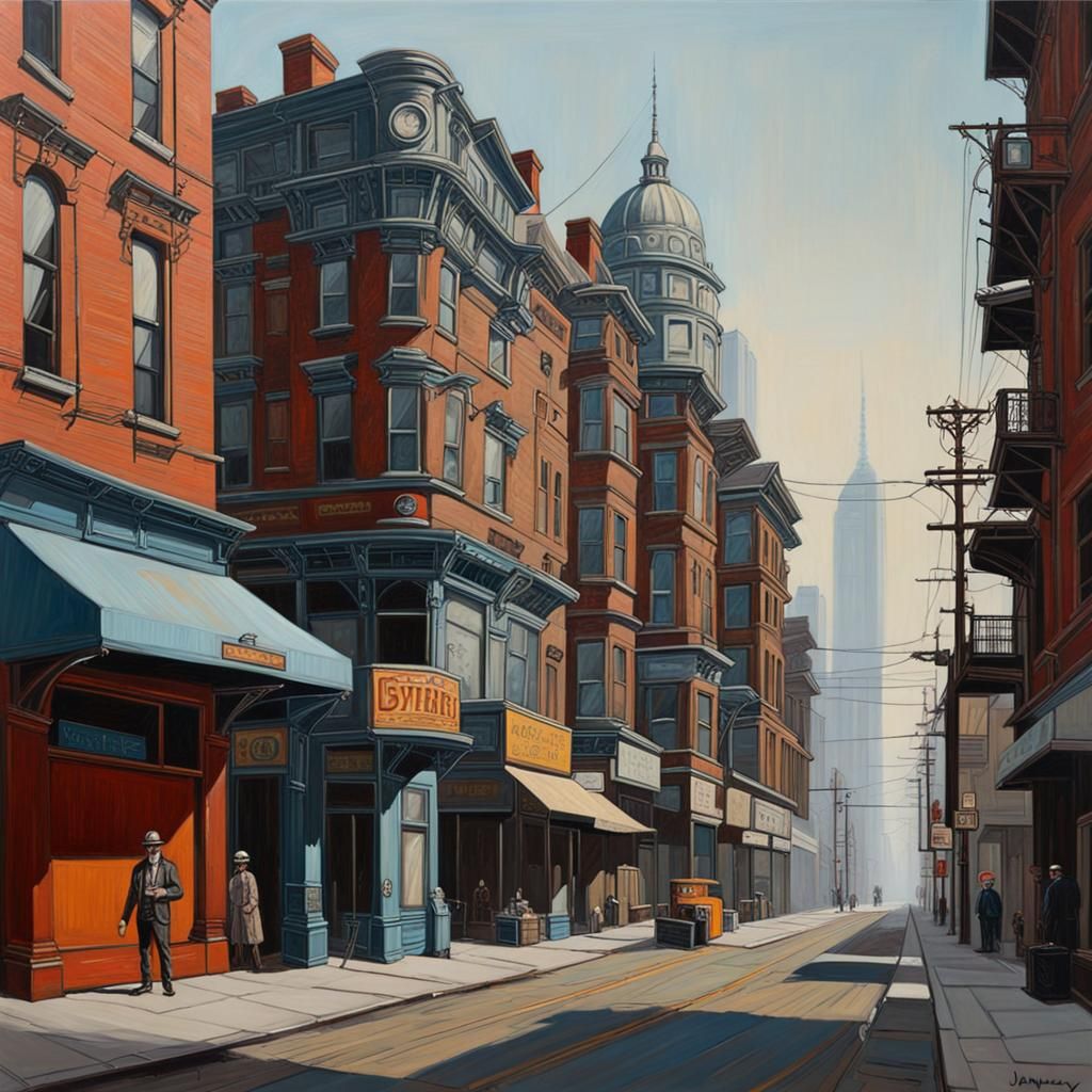 Dystopian Victorian Megacity in Pop Street Minimalism