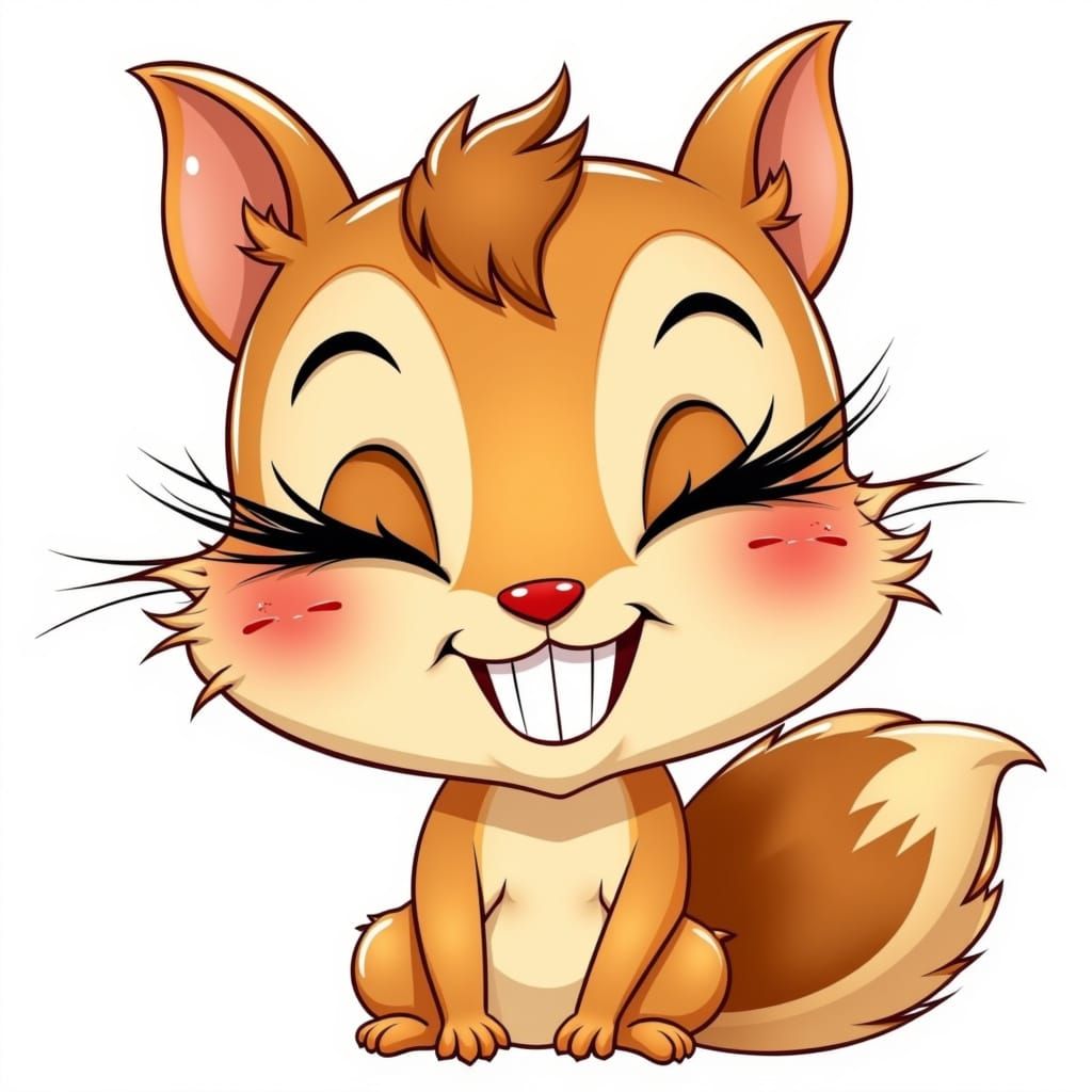 Whimsical Squirrel Caricature with Long Eyelashes
