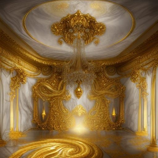 Magical Marble World: Digital Rococo Fantasy Art