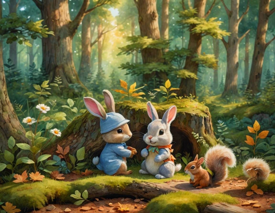 Bunny and Squirrel Together