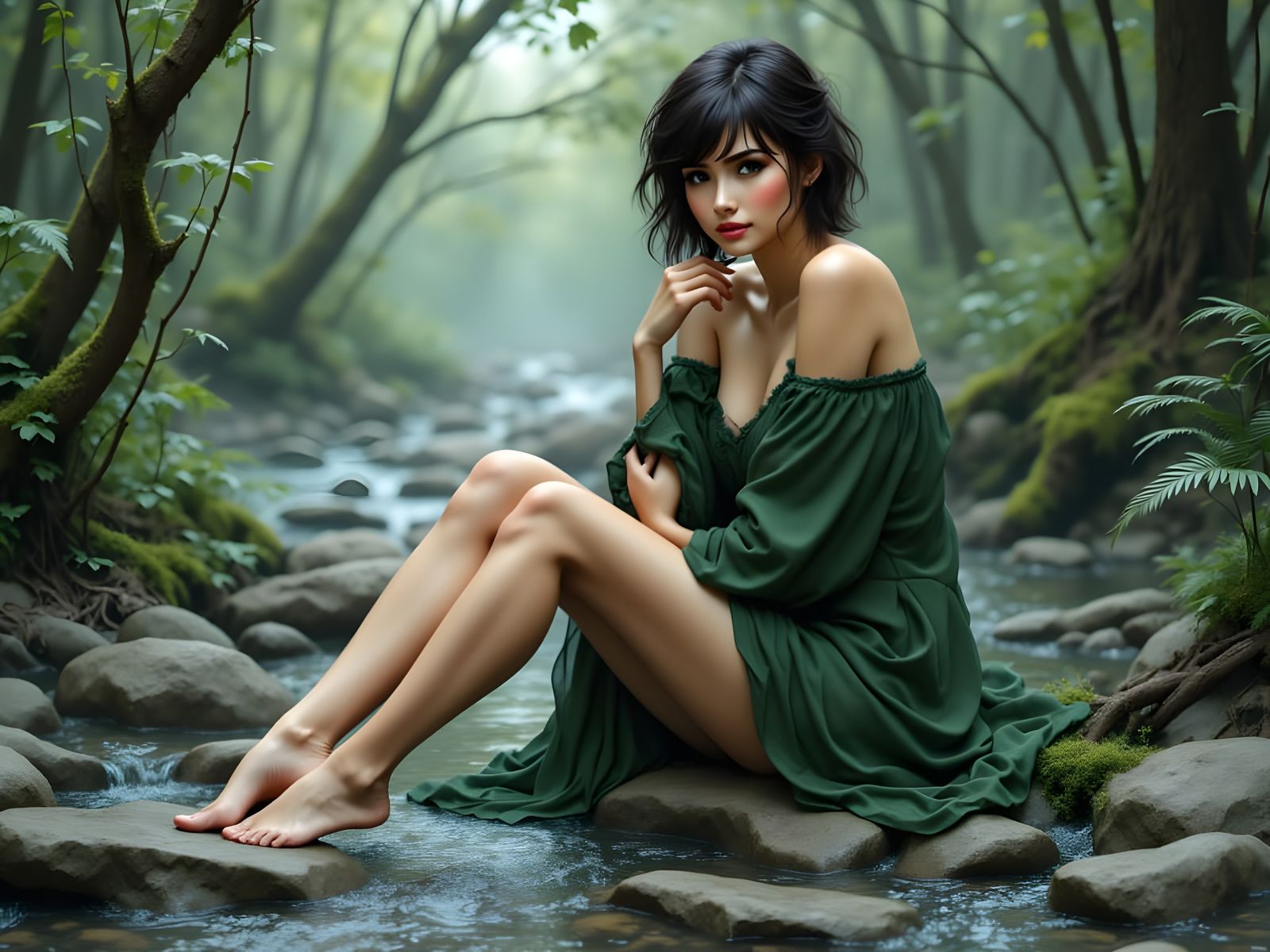 Norse Goddess by Mountain Stream, Ethereal Art