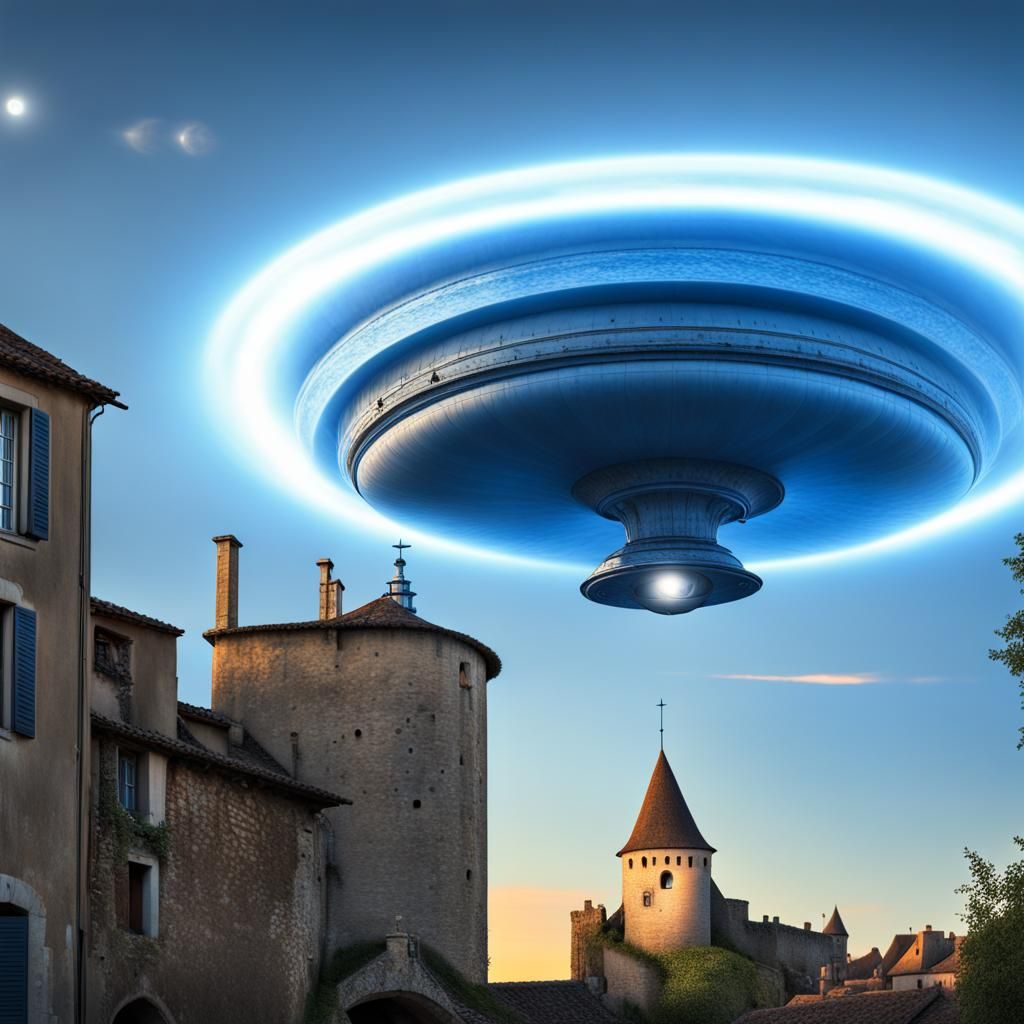 UFO Appears Over Mont Saint-Lopopie Medieval Village in Fran...