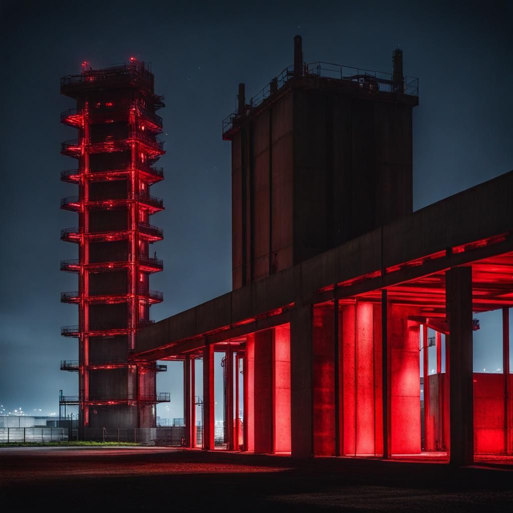 Liminal Industrial Space at Night in Dreamcore Style