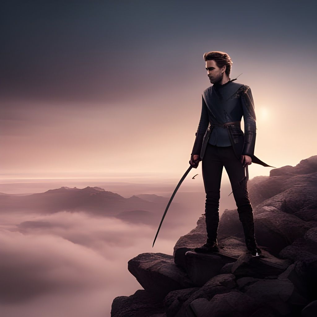 Fantasy Sci-Fi Hero on a Ridge