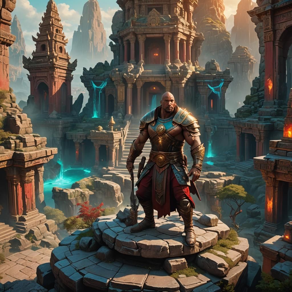The Rock Johnson Warrior in Mystical Temple