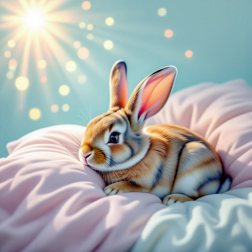 Cozy Rabbit in Minimalist Painting with 40s Glamour