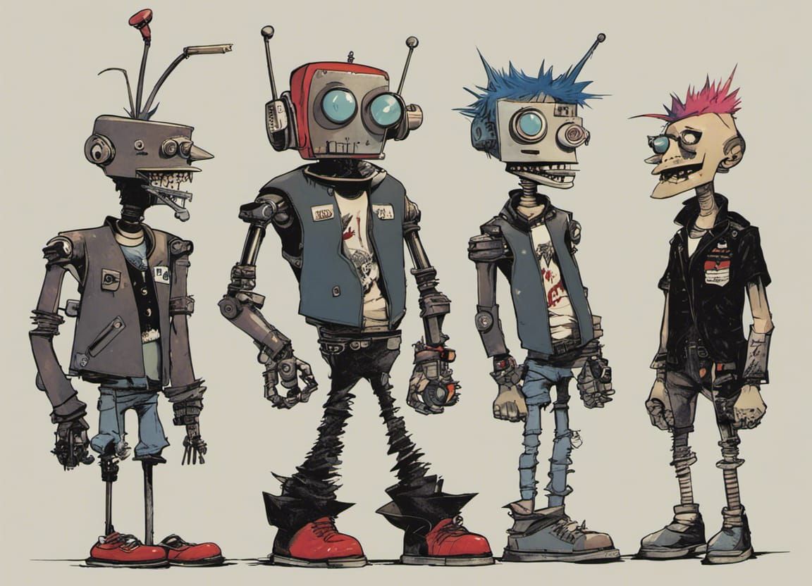 Robot Punks in Jamie Hewlett's Comic Style