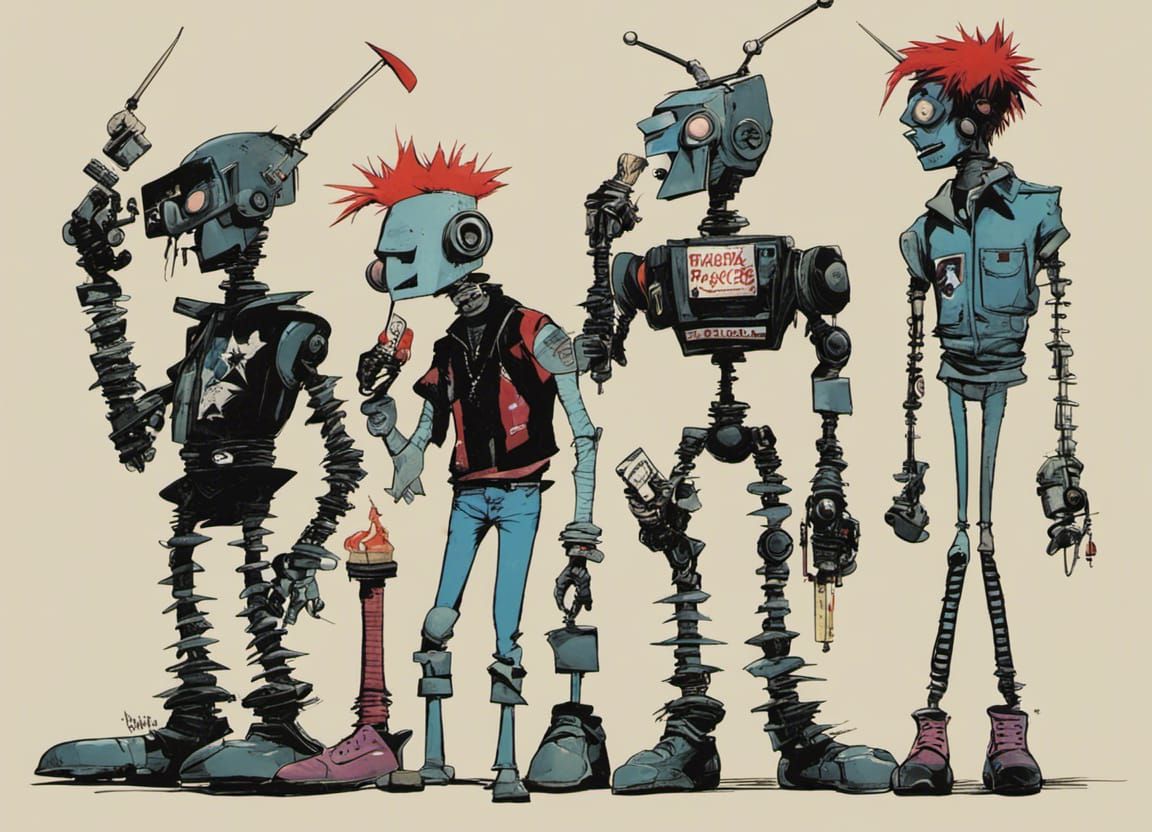 Robot Punks in Jamie Hewlett Style