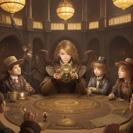 Steampunk Phoenix Tarot Reader in Victorian Style