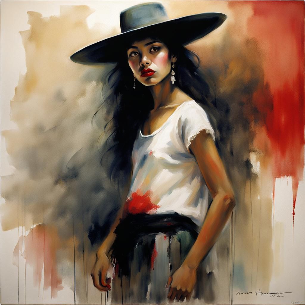 Mexican Dancer Portrait in Muted Vintage Style