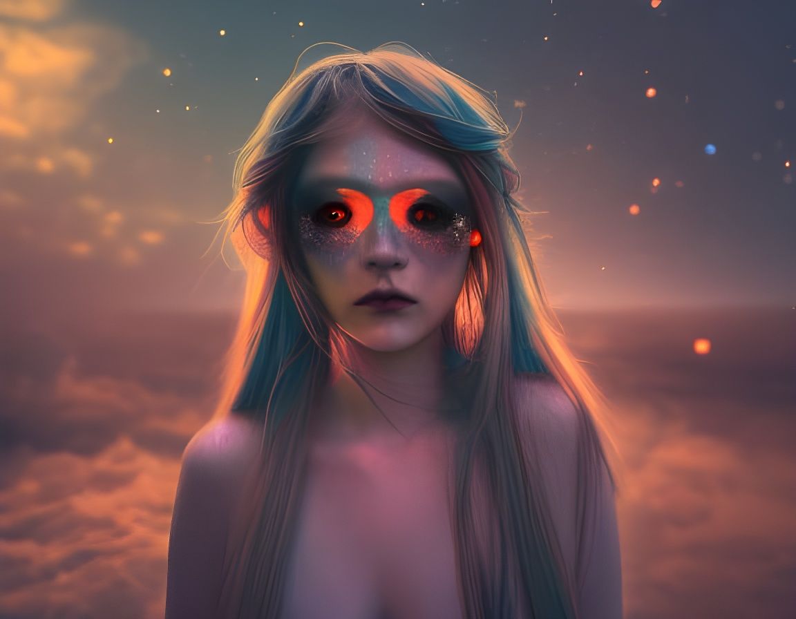 Elf Girl Portrait in Cyberpunk Steampunk Style