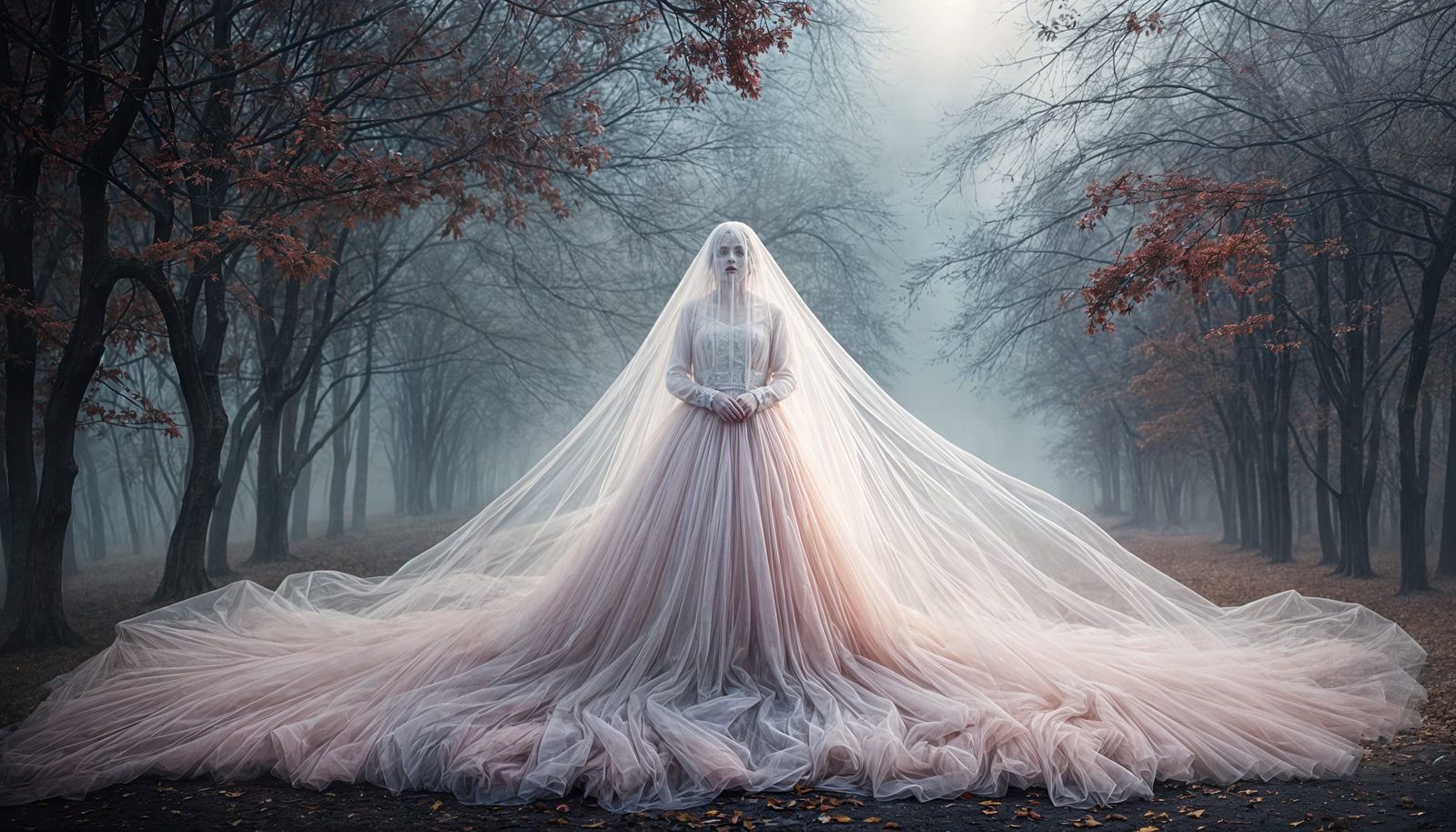 Ethereal Ghost in Red Tulle