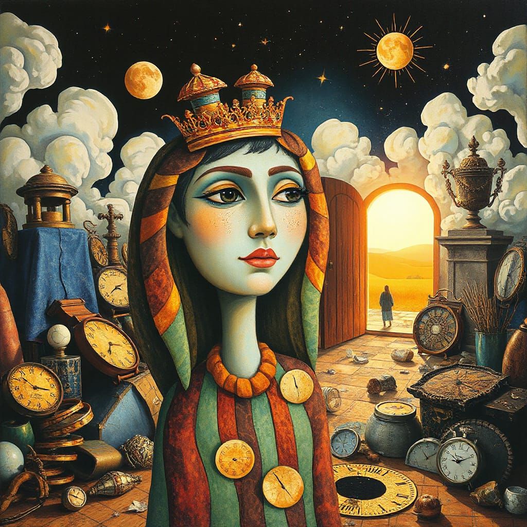 Ethereal Vision of Woman Amidst Time's Passage