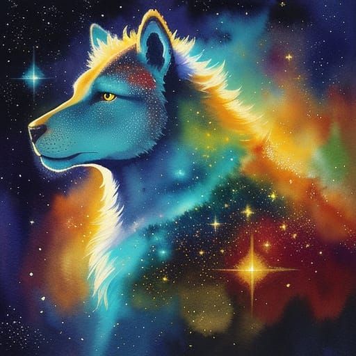 Animals Journey Through Galaxy in Watercolor Style