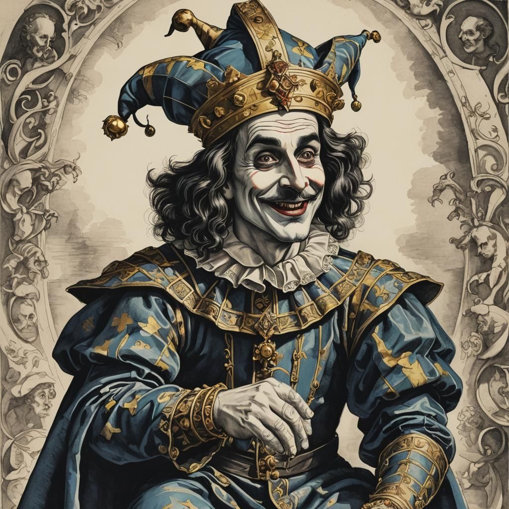 Shakespearean Jester Entertains King with Passionate Story