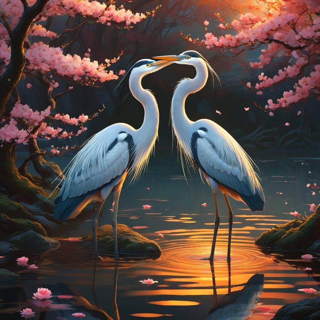 A heron's kiss