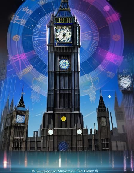 Retrofuturistic Multiple Exposure Clock Face Collage