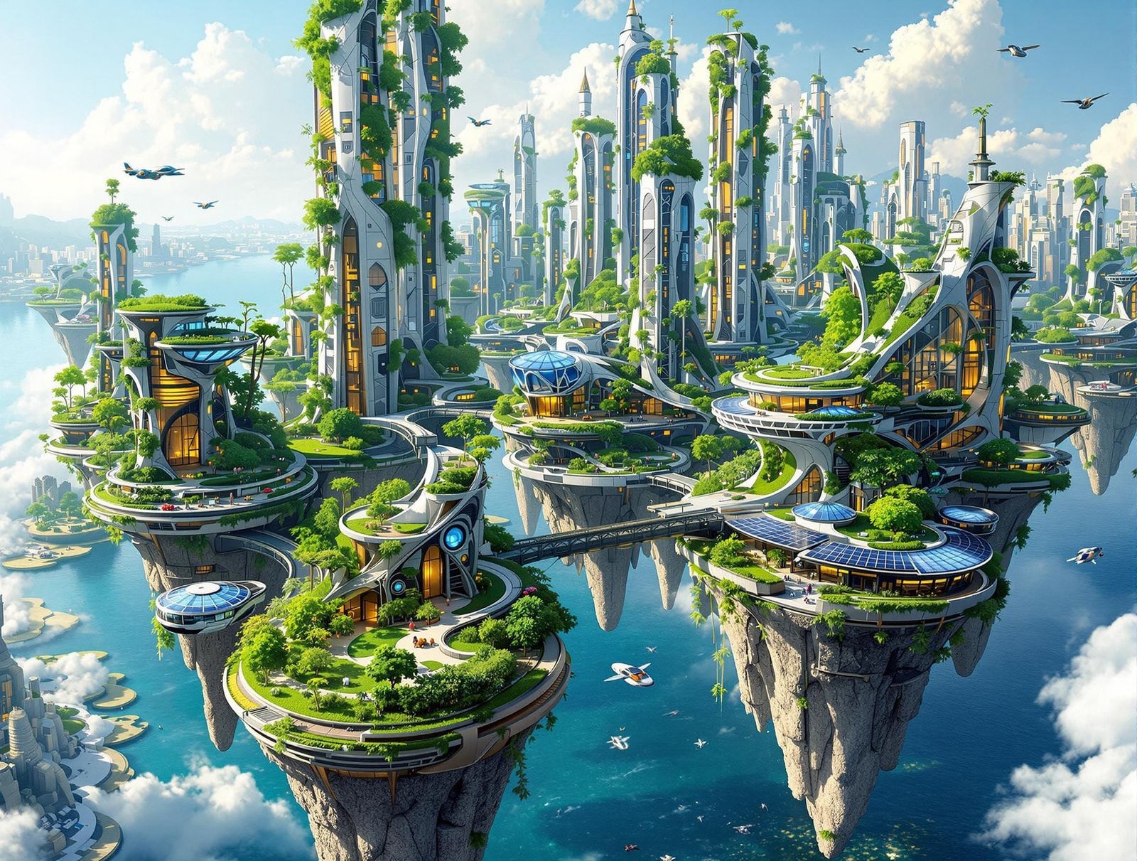 Solarpunk Metropolis in Vibrant Digital Art