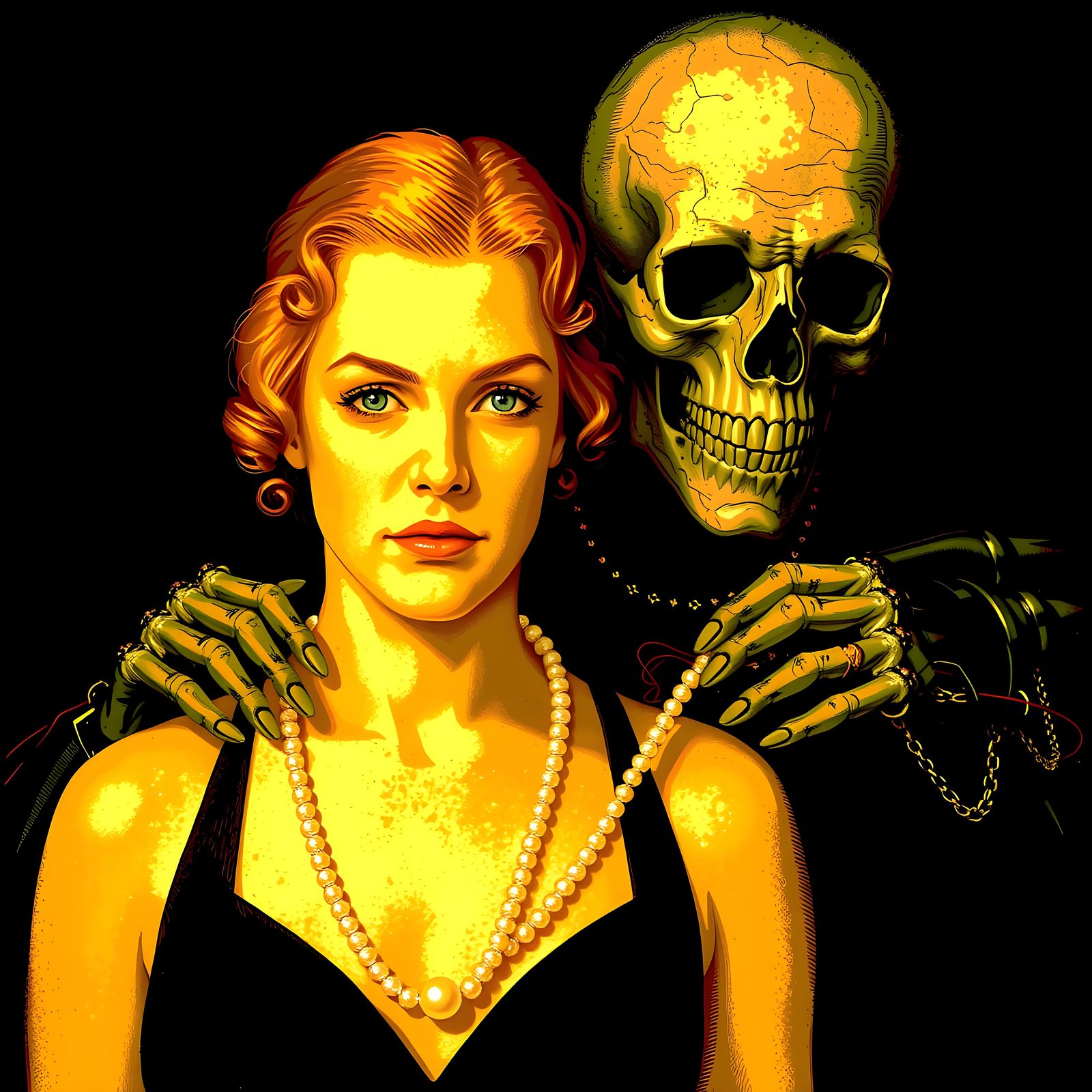 Elegant Lady Adorned with Pearl Jewelry in an Impressionist ...