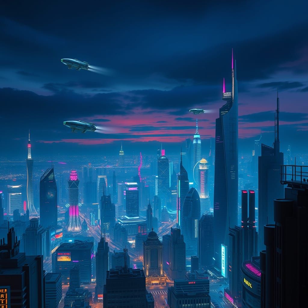 Futuristic Cities Unfolding at Twilight