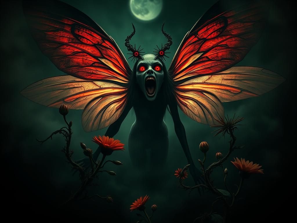 Screaming Dark Fairy in Gothic Horror Dreamscape