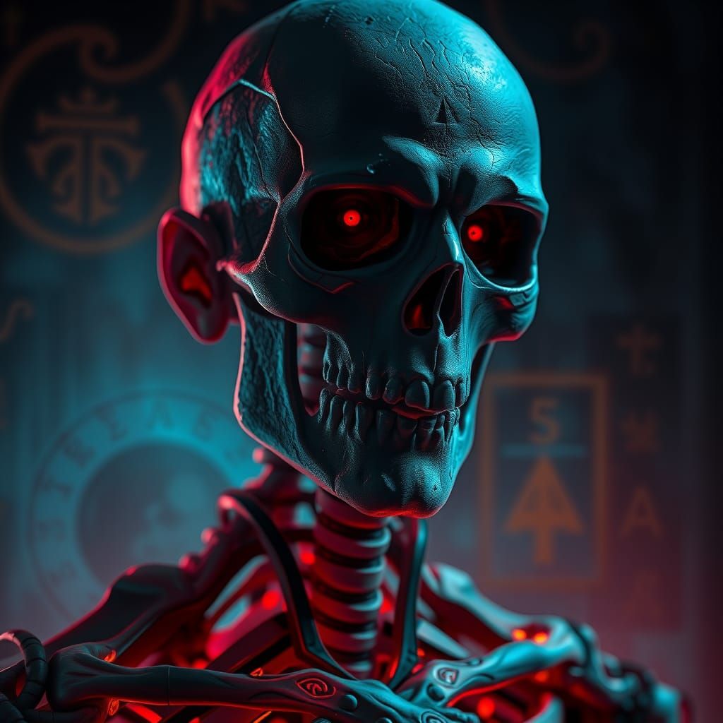 Sci-Fi Vampire Skeleton Portrait in Digital Art