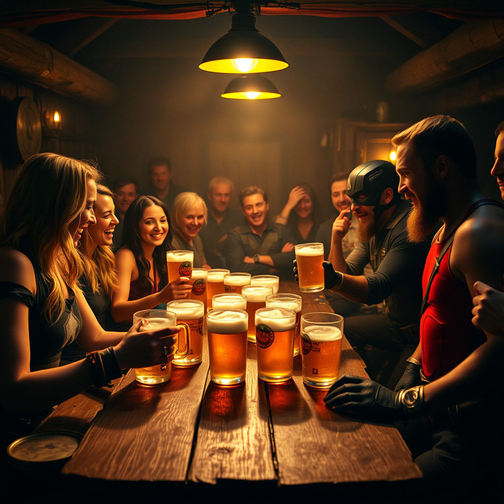 Celebrities and Vikings Play Beer Pong: Cinematic Film Still