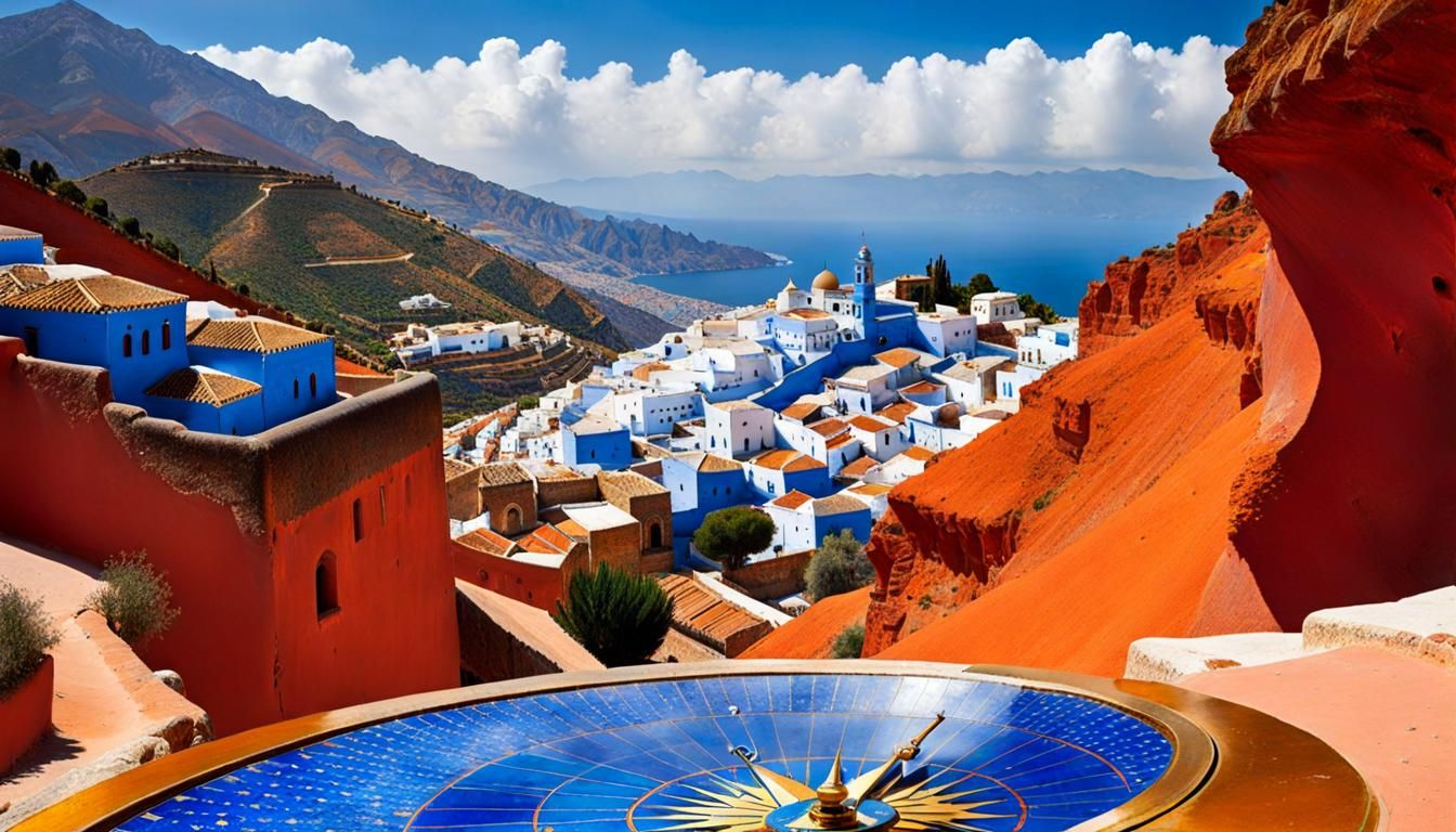 Chefchaouen Meets Petra: An AI Art Fusion